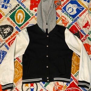 (YXL) Rue 21 Hooded Two Tone Varsity Jacket